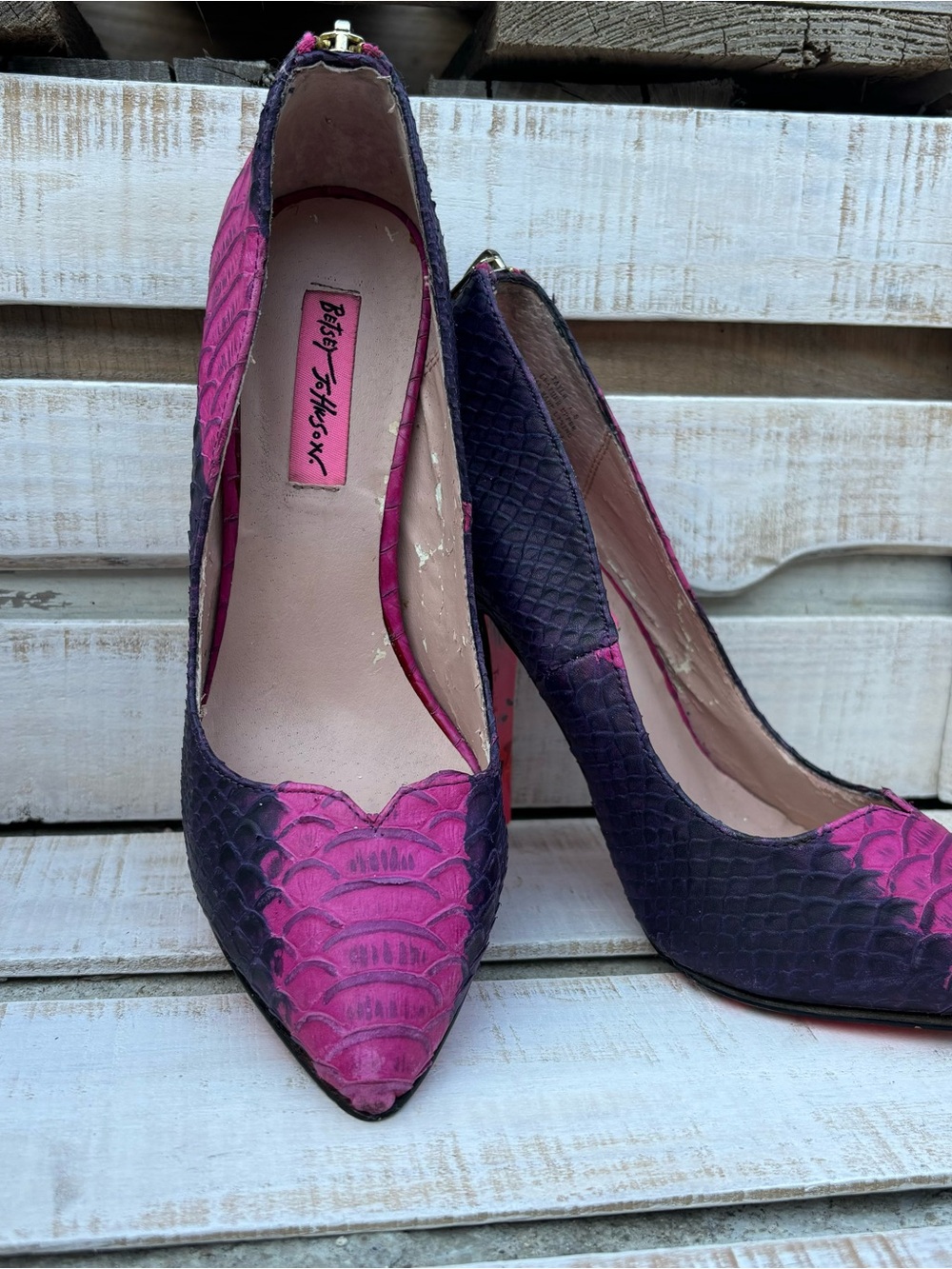 Betsey Johnson Taylr Pink Purple Pointed Toe Stiletto Pumps Heels Size 7.5